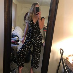 Vici Black Floral Jumpsuit * like new*